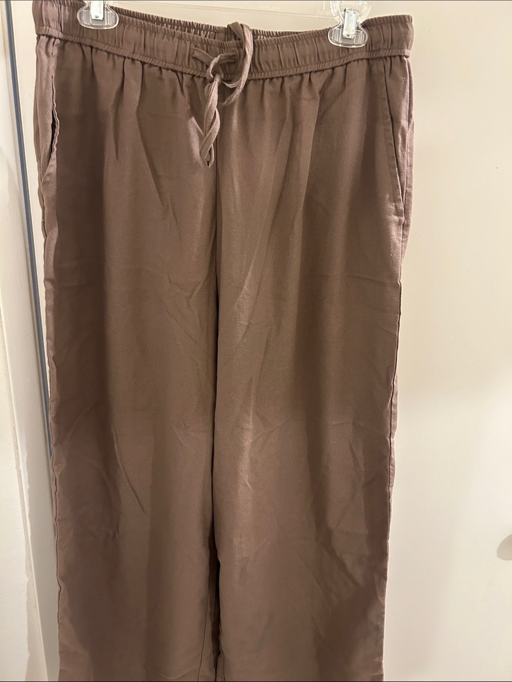 Ces Femme Taupe Drawstring Wide-Leg Pants